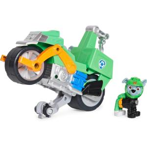 imagePaw Patrol Moto Pups Chases Deluxe Pull Back Motorcycle Vehicle with Wheelie Feature and Toy FigureRocky