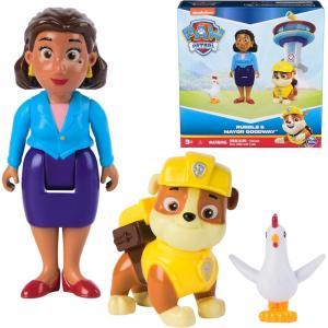 imagePaw Patrol Rubble Mayor Goodway ampamp Chickaletta Figures Kids Toys for Boys and Girls Ages 3 and UpRubble