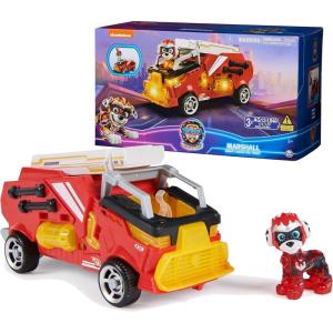 imagePaw Patrol The Mighty Movie Firetruck Toy with Marshall Mighty Pups Action Figure Lights and Sounds Kids Toys for Boys ampamp Girls 3Red